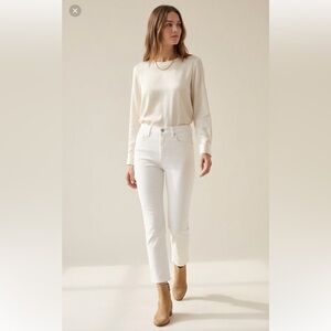 MOTHER Mid Rise Dazzler Ankle Jeans White NWT Sz 34 Designer Stretch Denim